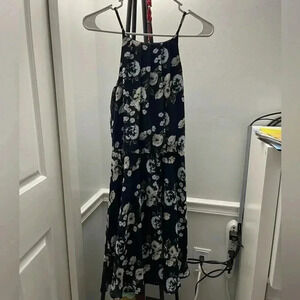 Navy blue floral mini dress